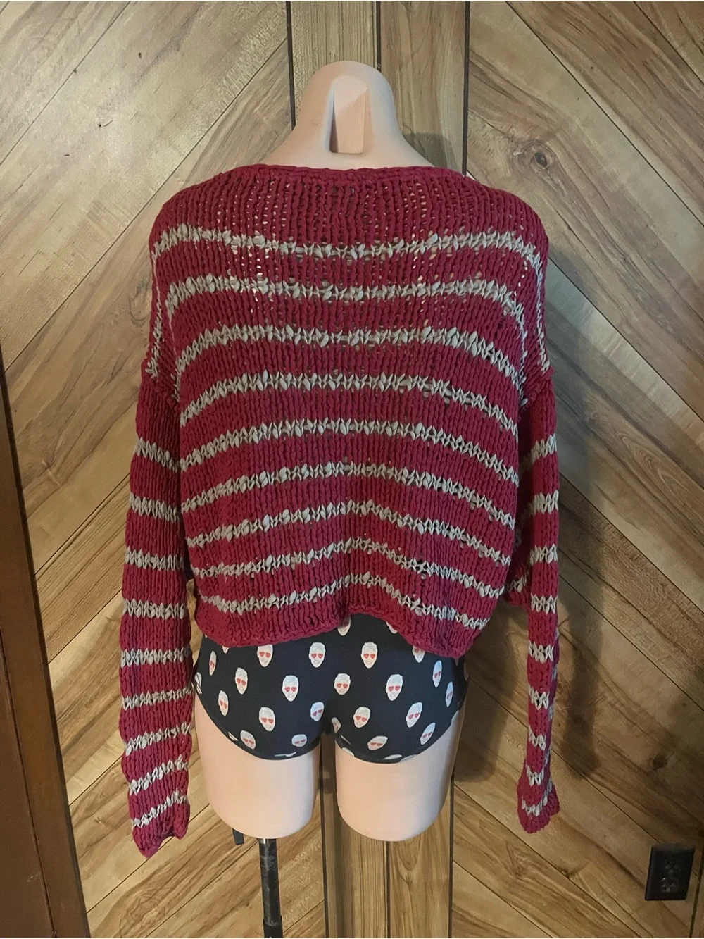 Free People Small Ruby Striped Over Easy Knit Pullover Sweater Oversized Boho
